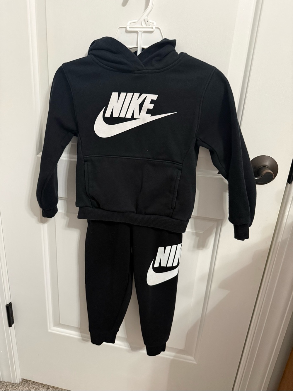 Nike Black Hoodie & Jogger Set with White Logo